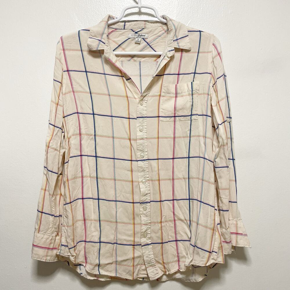 Jach's Girlfriend Cream Multicolor Checkered Buttondown